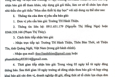 THƯ MỜI CHÀO GIÁ