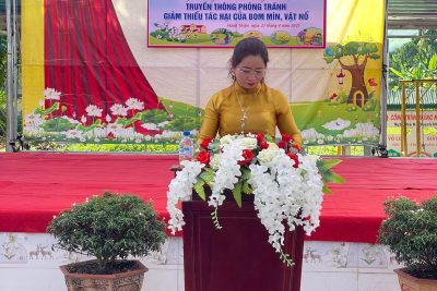 NGÀY SÁCH VÀ VĂN HÓA ĐỌC KẾT JHỢP VỚI HOẠT ĐỘNG NGOẠI KHÓA TRUYỀN THÔNG PHÒNG TRÁNH GIẢM THIỂU TÁC HẠI CỦA BOM MÌN VÀ VẬT LIỆU NỔ